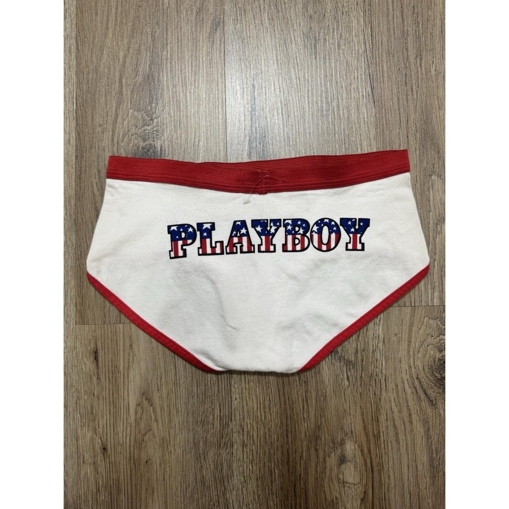 Y2K Vintage Playboy‎ Bunny Head USA Flag Briefs Underwear Size S